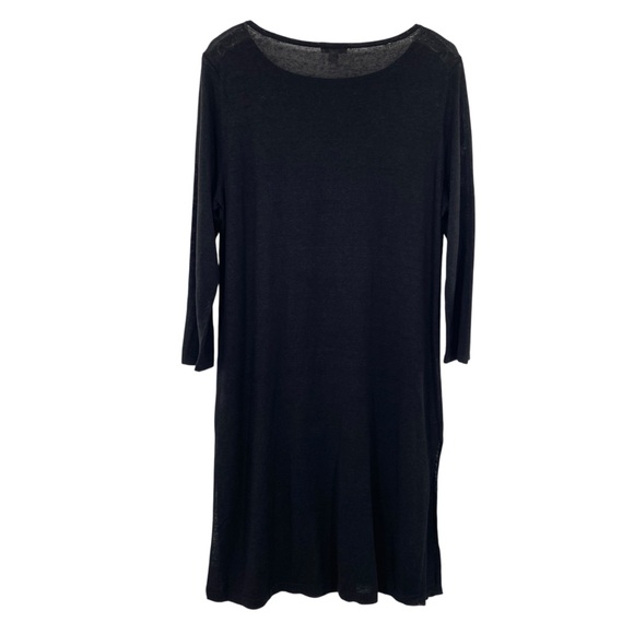 J. Jill Linen Black Tunic Midi Sweater Dress - Picture 5 of 7